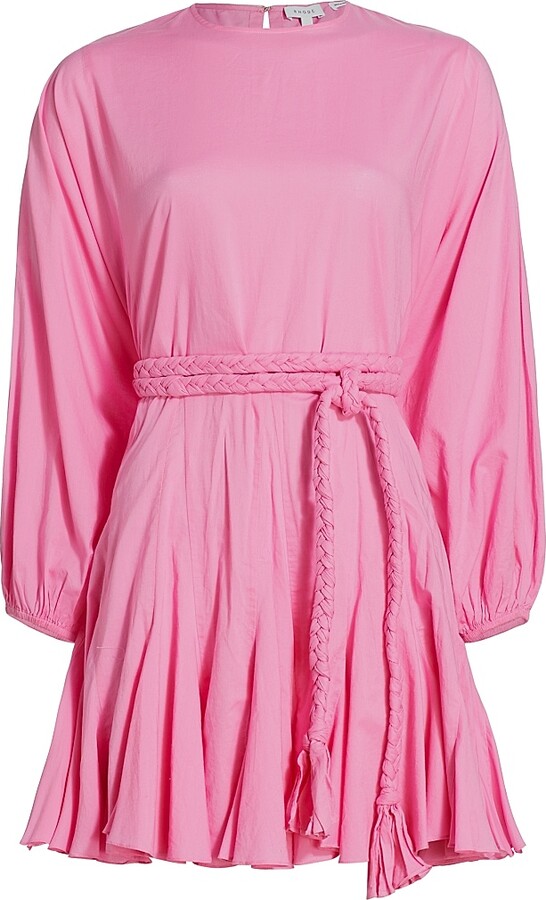 Rhode Resort Women's Ella Braided Belt Fit-&-Flare Minidress - Prism Pink - Size Small