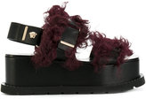 Versace - faux fur-trimmed platform sandals