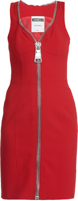 red leather zip up dress