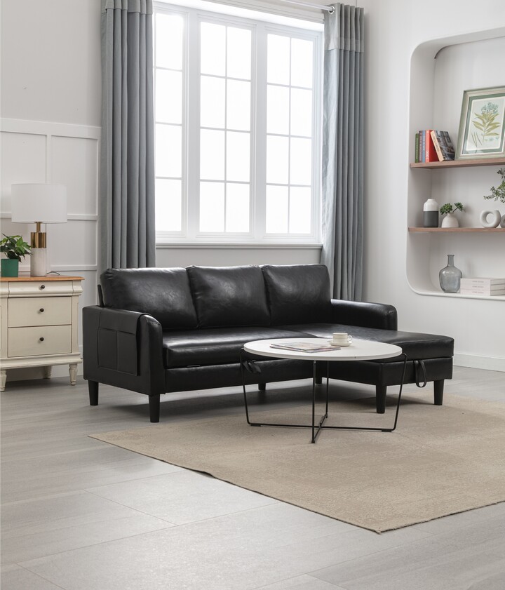 EDWINRAY LShape Sectional Sofa with Pull Out Sleeper Bed, Reversible