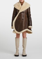 Thumbnail for your product : J.W.Anderson Bumper Leather Asymmetric Shearling Peacoat