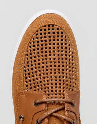 ASOS Boat Shoes In Tan With Perforation Detail