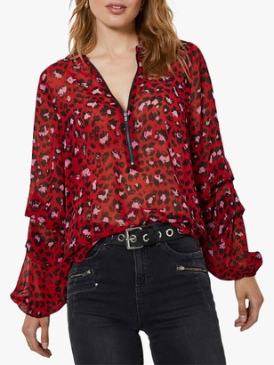 mint velvet red leopard print blouse