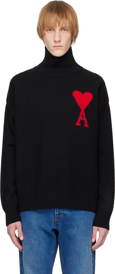 Ami De Coeur Virgin Wool Turtleneck Sweater in Neutrals - Ami Paris