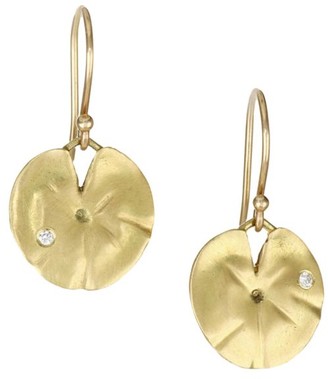 Annette Ferdinandsen Diamond & 14K Yellow Gold Lily Pad Earrings
