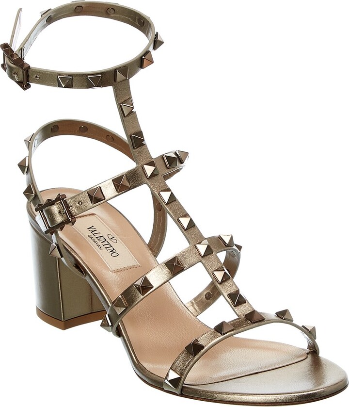 Valentino Rockstud Caged 60 Leather Ankle Strap Sandal