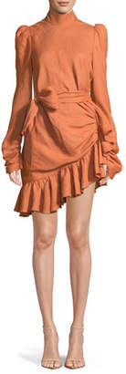 zimmermann asymmetric flounce mini dress