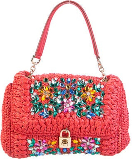 Dolce & Gabbana Straw Crystal Embellished Miss Bonita Shoulder Bag -  ShopStyle