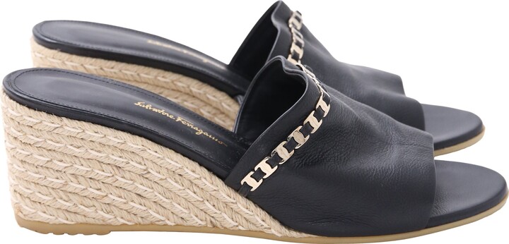 Ferragamo Thassos Embellished Mules in Black Leather