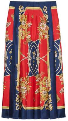 Gucci Silk skirt with flowers and tassels print