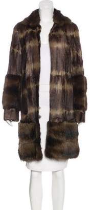 Dennis Basso Fox-Trimmed Fur Coat Brown Dennis Basso Fox-Trimmed Fur Coat