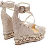 Thumbnail for your product : Christian Louboutin Chocazeppa 120 Leather Wedge Sandals - Womens - Gold