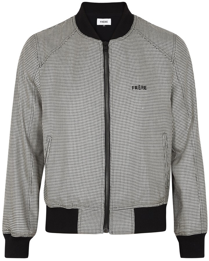 Frère FRERE Monochrome Houndstooth Wool-blend Bomber Jacket - ShopStyle