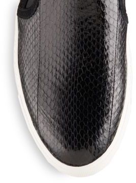 Via Spiga Maliah Embossed Patent Leather & Suede Slip-On Sneakers