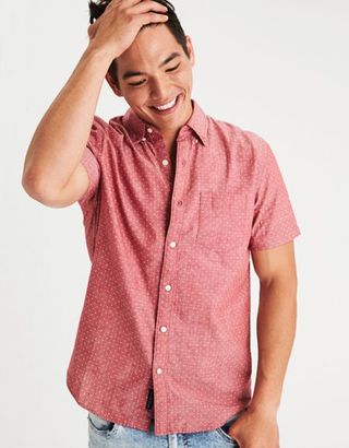 American Eagle Outfitters AE Short Sleeve Chambray Shirt