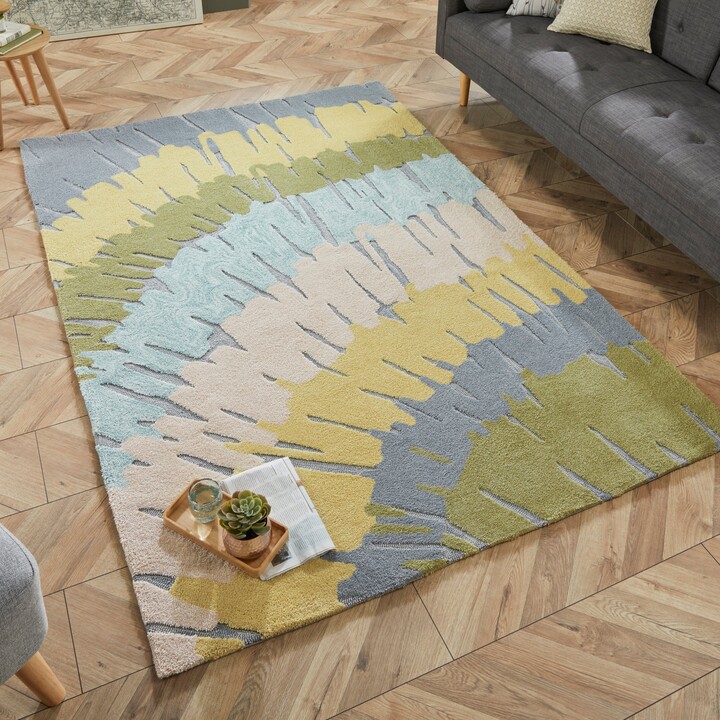 Dunelm Woodgrain Rug Green/Blue/Yellow ShopStyle