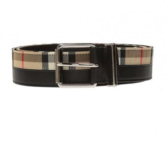 Burberry logo print vintage check and leather belt - ShopStyle