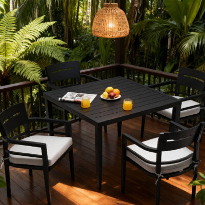Bloomsbury Market 5-Piece Outdoor Dining Set With Umbrella Hole Perfect For Garden Dinners & Backyard Leisure Time