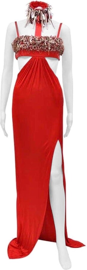 Versace 2013 Embellished Red Dress Gown