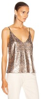 Thumbnail for your product : L'Agence Gabriella V Neck Tank in Metallic