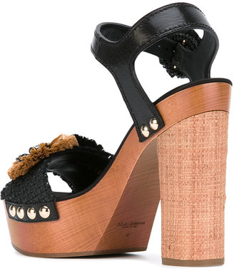 Dolce & Gabbana raffia embellished sandals