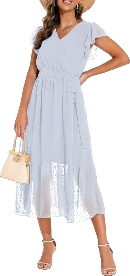 Grecerelle Womens Summer Wrap Maxi Dress Chiffon Cute Casual V Neck Grecerelle Womens Summer Wrap Maxi Dress Chiffon Cute Casual V Neck
