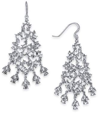 INC International Concepts Silver-Tone Crystal Cluster Chandelier Earrings, Created for Macy's