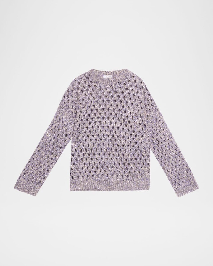 Brunello Cucinelli Sparkling Cashmere Mohair Crewneck Sweater