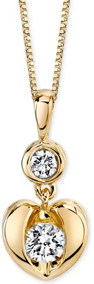 Proud Mom Sirena Energy Diamond Heart Pendant Necklace in 14k White or Yellow Gold (1/4 ct. t.w.)