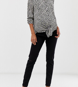 New Look Maternity over bump knee slash jeggings in black
