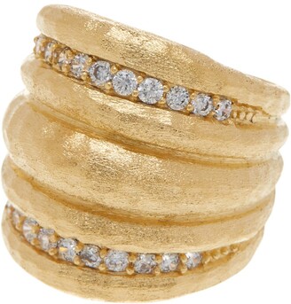 Rivka Friedman 18K Gold Plated CZ Hammered Dome Ring