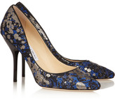 Thumbnail for your product : Jimmy Choo Mitchel metallic lace-covered suede pumps
