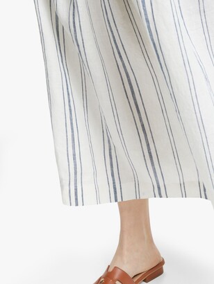 John Lewis & Partners Linen Stripe Skirt, White/Blue
