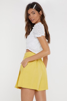 Nasty Gal Womens Not What You Skort Belted Shorts - Yellow - L