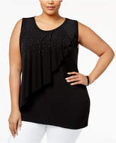 Thumbnail for your product : Belldini Size Embellished Asymmetrical-Overlay Top