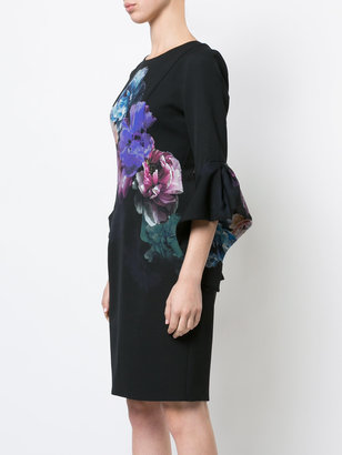 Black Halo painted floral print dress