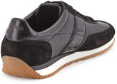 Thumbnail for your product : Tom Ford Colorblock Leather-Suede Runner Sneaker, Black