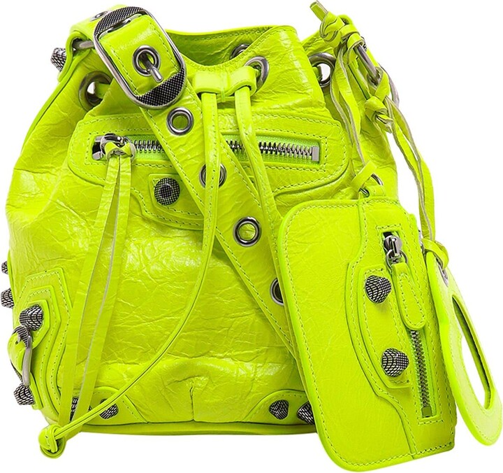 Balenciaga Fluo Yellow Nylon Wheel Bucket Bag