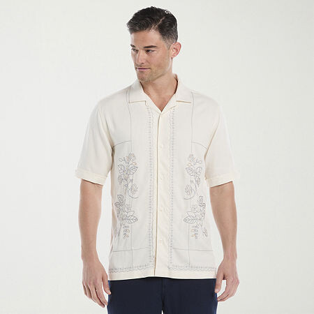 Cubavera Mens Short Sleeve Regular Fit Button-Down Shirt