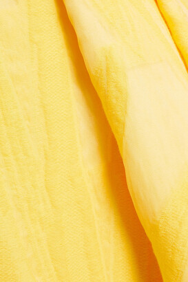 Amanda Wakeley Bardot off-the-shoulder tie-back fil coupé silk-blend georgette midi dress - Yellow - UK 14