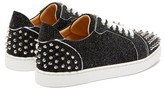 Thumbnail for your product : Christian Louboutin Vieira 2 Spiked Glittered-leather Trainers - Black Silver