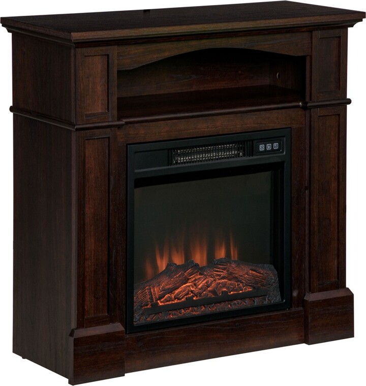 32" Electric Fireplace with Mantel, Freestanding Heater with LED