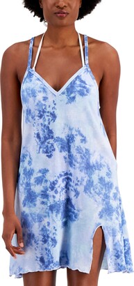 Miken Juniors' Knotted Tie-Dye-Print Cover-Up Dress, Created for Macy's Women's Swimsuit