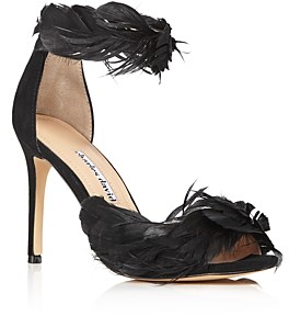 heels with feathers on them