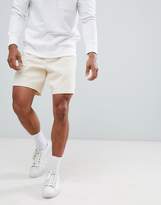 Thumbnail for your product : ASOS Design DESIGN slim shorts in cream heavyweight washed canvas with elasticated waistband