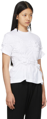 Simone Rocha White Ruched Flower T-Shirt