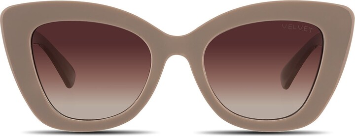 Neutrals Velvet Eyewear Cat Eye Sunglass Style - Maya - Beige