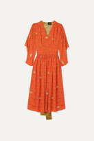 Thumbnail for your product : Loewe + Paula's Ibiza Paneled Printed Crepe De Chine Dress - Orange