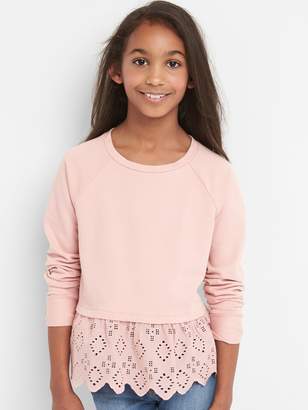 Gap Eyelet Pullover Sweatshirt in French Terry