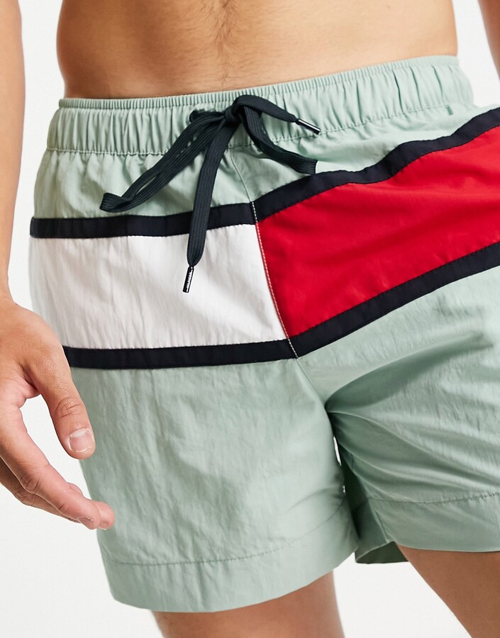 Tommy Hilfiger swimshorts in mint green with large flag logo - ShopStyle  Swimwear